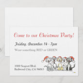 Invitation Venez à notre fête de Noël (chats) ! (Devant / Derrière)
