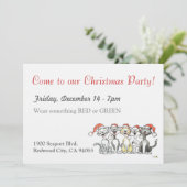 Invitation Venez à notre fête de Noël (chats) ! (Debout devant)