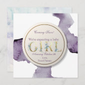 Invitation Venez bientôt aquarelle florale de bébé (Devant / Derrière)