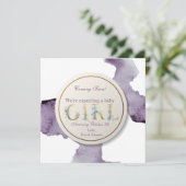 Invitation Venez bientôt aquarelle florale de bébé (Debout devant)