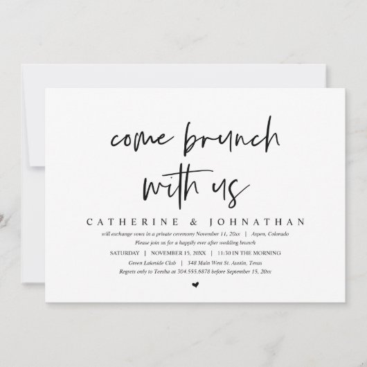 Invitation Venez Brunch avec nous, Mariage Elopement Party (Devant)