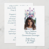 Invitation Venez Célébrer Ma Première Communion avec Photo Fl (Devant / Derrière)