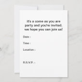 Invitation venez comme vous faites la fête (Dos)
