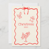 Invitation Venez passer la fête de Noël Whimsical Red Pink (Dos)
