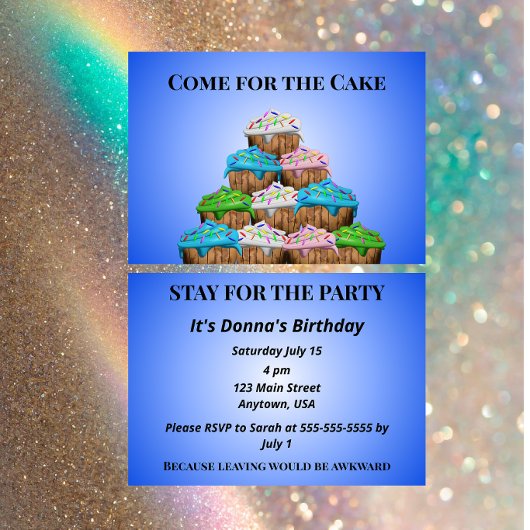 Invitation Venez pour le gâteau, restez parce que partir est