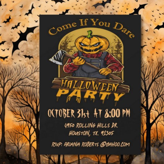 Invitation Venez si vous osez mal Citrouille fête d'Halloween
