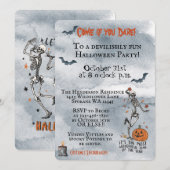 Invitation Venez Si Vous Osez Skeletons Fête D'Halloween (Devant / Derrière)