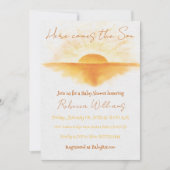 Invitation Venez Sunshine Baby shower Jaune Orange (Devant)