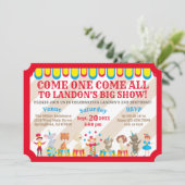 Invitation Venez tous les billets de cirque Anniversaire (Debout devant)