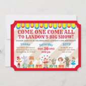 Invitation Venez tous les billets de cirque Anniversaire (Devant)