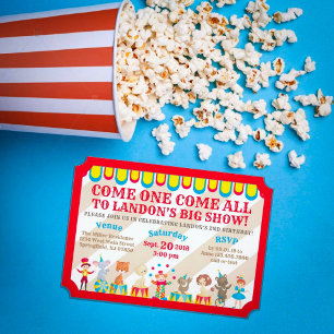 Invitation Venez tous les billets de cirque Anniversaire