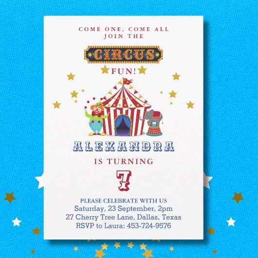 Invitation Venez Tous Red Big Top Circus Anniversaire