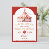 Invitation Venez Un, Venez Tous ! Tente cirque fête d'anniver (Debout devant)