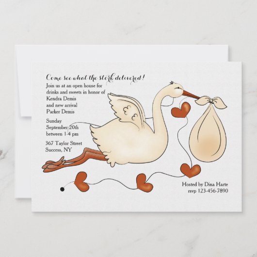 Invitation Venez voir ce que la cigogne a livré (Devant)