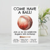 Invitation Venez vous amuser ! Fête d'anniversaire de basebal (Debout devant)