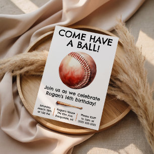 Invitation Venez vous amuser ! Fête d'anniversaire de basebal