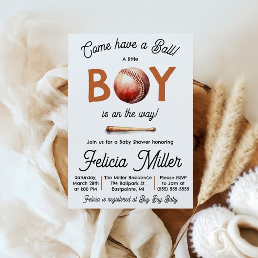 Invitation Venez vous amuser ! Fête de naissance de bébé garç
