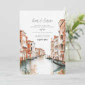 Invitation Venice Italie Aquarelle Vinatge Mariage (Debout devant)
