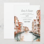 Invitation Venice Italie Aquarelle Vinatge Mariage (Devant / Derrière)