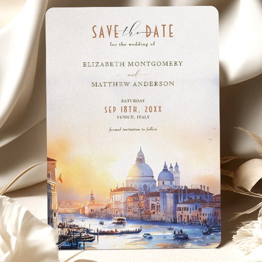 Invitation Venice Italie Waterfront Enregistrer la date