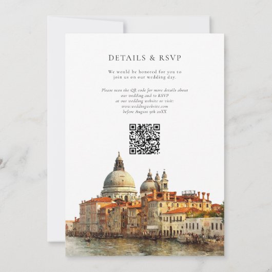 Invitation Venice Skyline Watercolor QR Code Wedding (Dos)