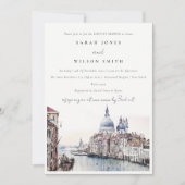 Invitation Venise Italie Canaux Aquarelle Couples Douche (Devant)