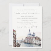 Invitation Venise Italie Canaux Aquarelle Dîner de répétition (Devant)