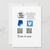 Invitation Venmo paypal scan pour payer ajouter q r code logo (Devant)
