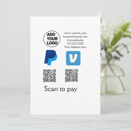 Invitation Venmo paypal scan pour payer ajouter q r code logo (Debout devant)