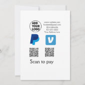 Invitation Venmo paypal scan pour payer ajouter q r code logo (Dos)