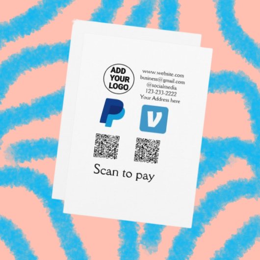 Invitation Venmo paypal scan pour payer ajouter q r code logo