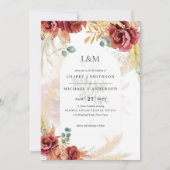Invitation VENTE ! Boho Burgundy Gold Floral Country Grange F (Devant)