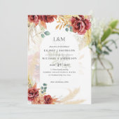 Invitation VENTE ! Boho Burgundy Gold Floral Country Grange F (Debout devant)