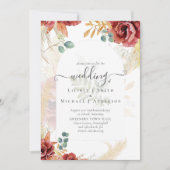 Invitation VENTE ! Boho Burgundy Gold Floral Country Grange F (Devant)