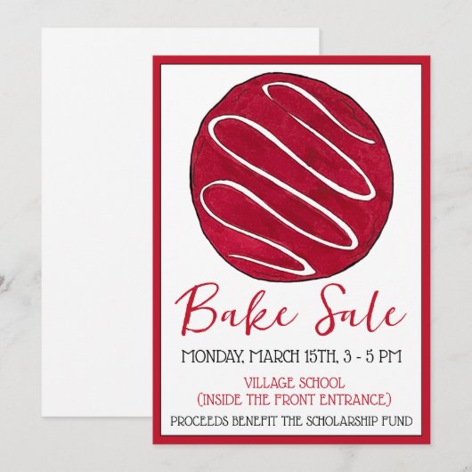 Invitation Vente de biscuits Froid Red Velvet (Devant / Derrière)
