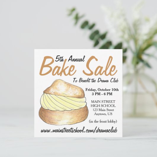 Invitation Vente de gâteau beignets Cupcake Crème Puff Pie de (Debout devant)