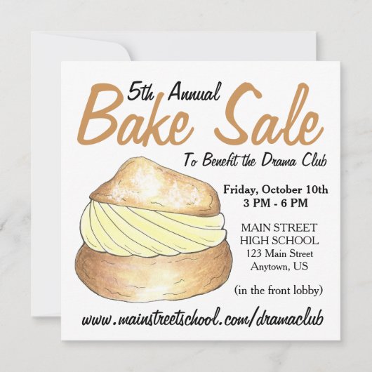 Invitation Vente de gâteau beignets Cupcake Crème Puff Pie de (Devant)