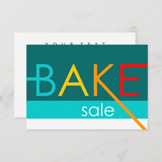 Invitation vente de gâteaux (typographie) (Devant / Derrière)