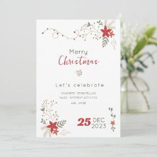 Invitation Vente de Noël Minimaliste Joyeux Noël ,Joyeuses Fê
