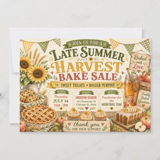Invitation Vente de pâtisseries de fin d'été sous le soleil d (Devant)