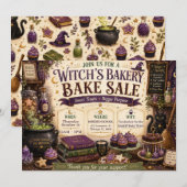 Invitation Vente de pâtisseries de la sorcière d'Halloween (Devant / Derrière)