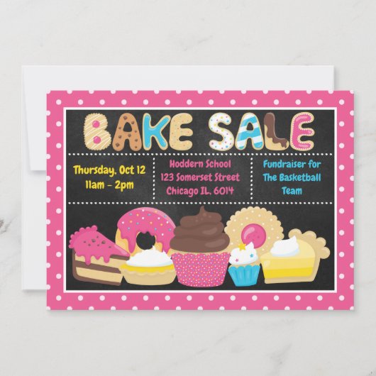 Invitation Vente de pâtisseries de l'école d'été amusante (Devant)