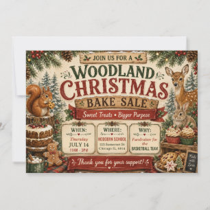 Invitation Vente de pâtisseries de Noël en forêt rustique