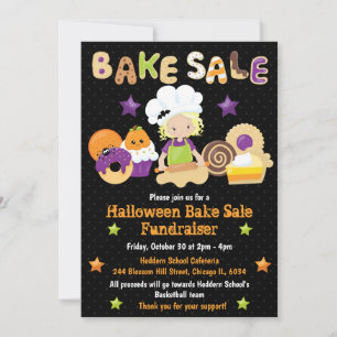 Invitation Vente de pâtisseries d'Halloween pour une collecte