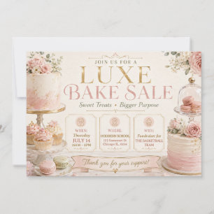 Invitation Vente de pâtisseries élégante rose or Patisserie L