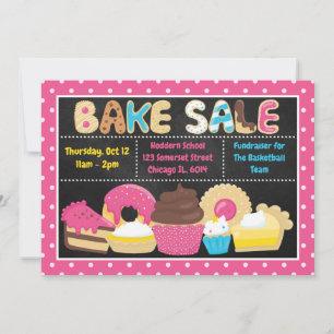 Invitation Vente de pâtisseries estivale amusante de l'école