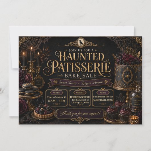Invitation Vente de pâtisseries hantées d'Halloween (Devant)
