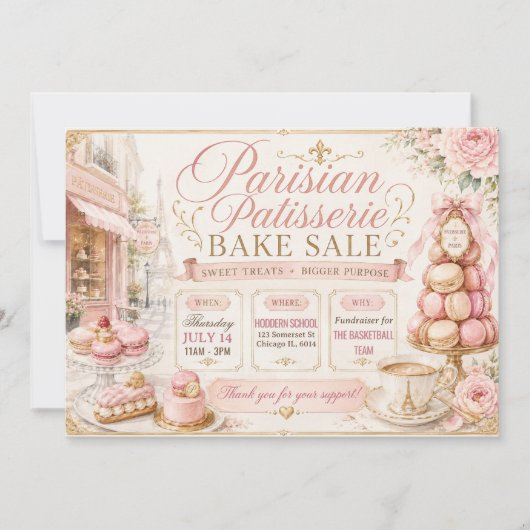 Invitation Vente de pâtisseries parisiennes (Devant)