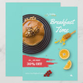 Invitation Vente de petit déjeuner, Menu petit déjeuner de ca (Devant / Derrière)