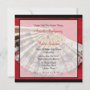 Invitation Ventilateur à main orné sur un Mariage Arrière - p